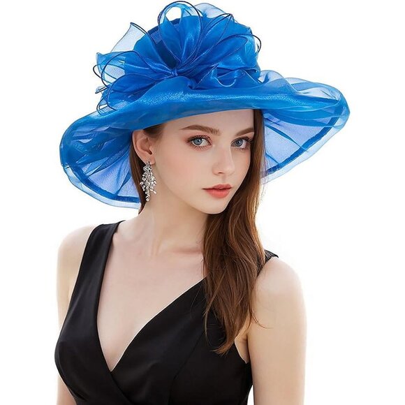 Derby Hats for Women 2025 Women's Elegant Organza Fascinator Sun Hat for Church,